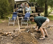 Greg working on the fire at Griffin Park