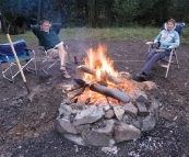 Enjoying the fire at Griffin Park camping area