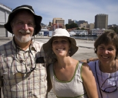 Greg, Lisa and Carol on the Hobart waterfront