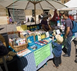 The Moon Pad lady and her stall at Salamanca Markets