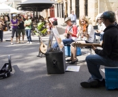 Street performers at Salamanca Markets
