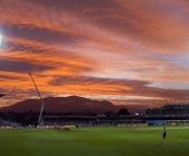 Spectacular sunset at the Twenty20 cricket
