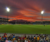 Spectacular sunset at the Twenty20 cricket