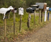 Eclectic mail boxes on the road between Cloudy Bay and Adventure Bay