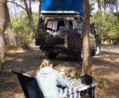 Lisa drawing at our campsite on The Neck