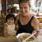 Lisa and the daughter of one of the chefs at our favorite Thai restaurant in Sairee Village