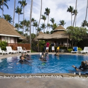 Sam and the rest of his group during an afternoon in the pool