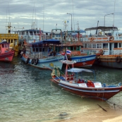 Boats in the harbor at Mae Haad Village