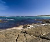 The rocky reef at Peaceful Bay