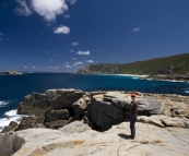 Lisa near Natural Bridge in Torndirrup National Park