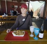 Lisa about to get stuck into some squid at the famous Squid Shack at Emu Point