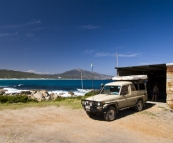 Camping next to an old shack at Betty's Beach east of Albany