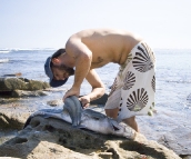 Sam filleting the mother of all Morwongs at Munglinup Reef