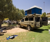 Giving The Tank a good cleaning at one of Coral Bay\'s caravan parks