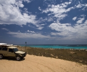 The Tank in the dunes above Five Finger Reef south of Coral Bay