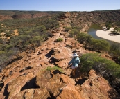 Lisa hiking The Loop Walk in Kalbarri National Park