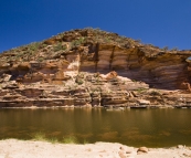 Zebra-striped rock along the Murchison River Gorge in Kalbarri National Park