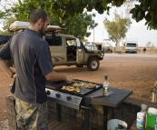 Sam cooking up a storm at Ocean View Caravan Park in Onslow