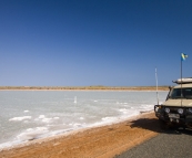 The Tank next to one of the many salt flats in Onslow