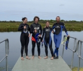 Gina, Chris, Lisa and Sam ready for a dive in Piccaninnie Ponds