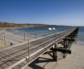 The jetty and shark-proof net at Cape LeHunte