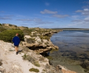 Lisa making her way along the South Head Walking Trail in Venus Bay