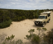 Making our way through the sand near Flat Rock and Point Avoid