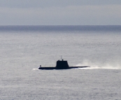 A submarine coming up for air near Williams Island