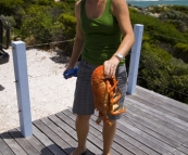 Lisa holding a 2.5 kilogram crayfish