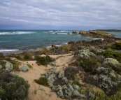 The coastline in front of Bob and Cathy's shack at Nora Creina