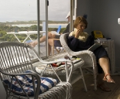 Cathy and Bob relaxing with a book