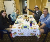 Gina, Lisa, Chris and Al at dinner