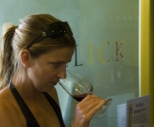 Lisa tasting at Hollick Winery