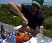 Sam attacking some crayfish spiders