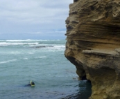 Sam diving for abalone at Nora Creina