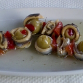 One of Lisa's favorite mezes: olives wrapped in anchovies