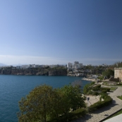 View of Hidirlik Kulesi and Antalya Bay from the cliffs near our hotel