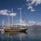 The harbor and Turkish yachts in Fethiye