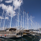 The harbor and Turkish yachts in Fethiye