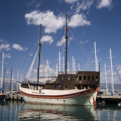 The harbor and Turkish yachts in Fethiye