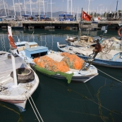 The harbor and Turkish yachts in Fethiye