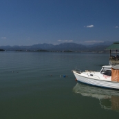 Fethiye harbor and the cafe we found for our first afternoon in town