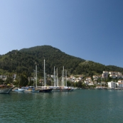 The harbor and Turkish yachts in Fethiye