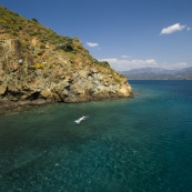 Sam snorkeling at one of the Yassica Islands on our cruise