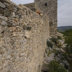 Lisa walking between the upper towers of the Bodrum castle