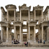 Sam and Lisa in one of Ephesus\' main attractions: the Library of Celsus