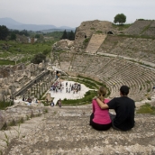 Sam and Lisa in Ephesus\' main theatre