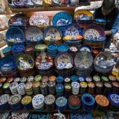 Traditional Turkish bowls and plates in the Grand Bazaar