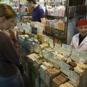 Lisa smelling soap in the Spice Bazaar