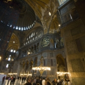 The main hall and dome inside Aya Sofya